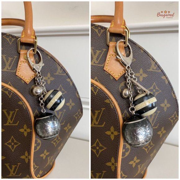Authentic LOUIS VUITTON Black Silver Mini Lin Croisette Bag Charm - Picture 5 of 10